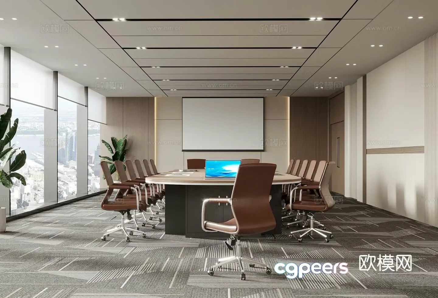 Modern conference room conference table chair office chair conference table 3d model