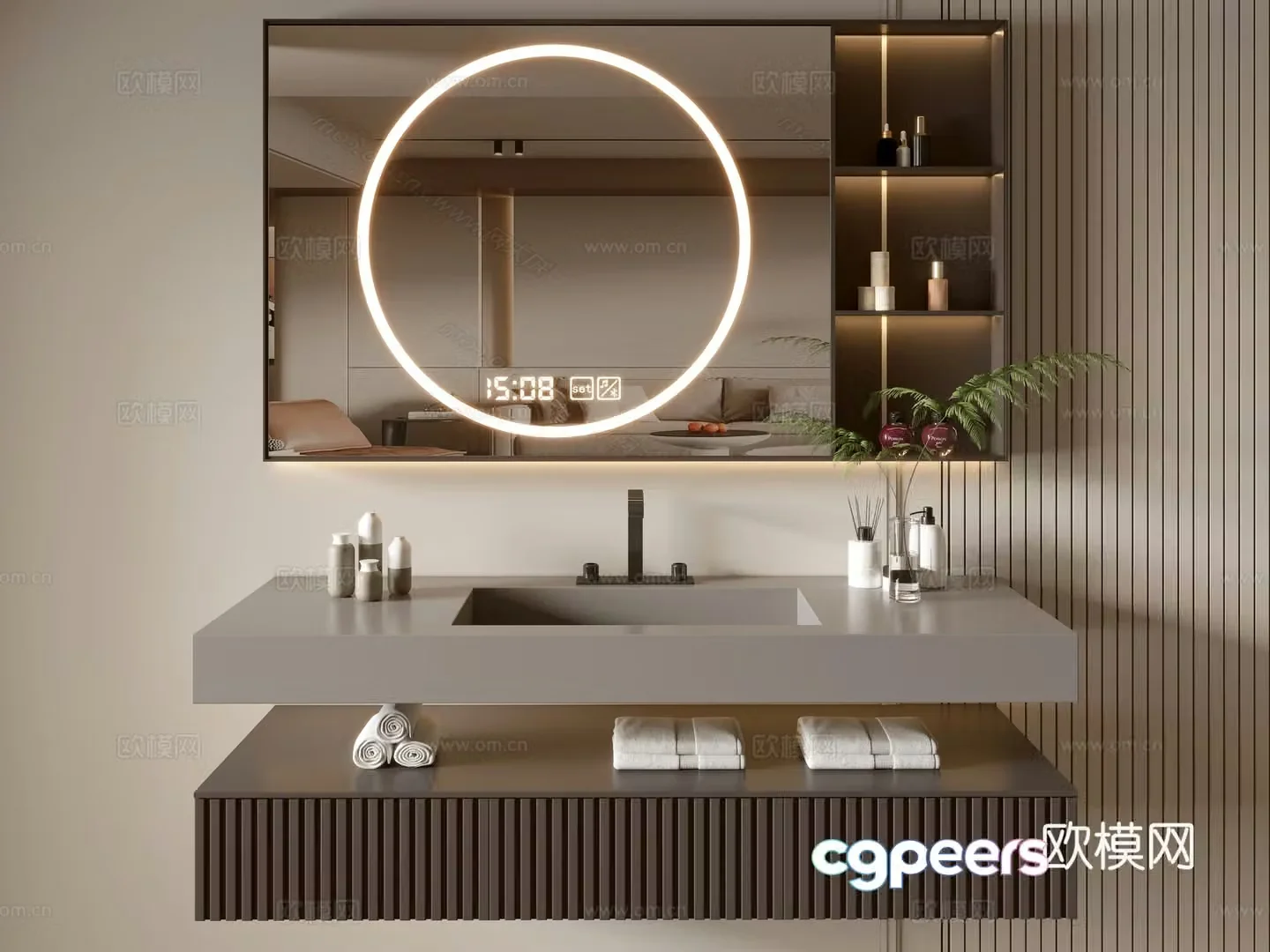 Modern bathroom cabinet bathroom basin bathroom ornaments mirror cabinet sink 3d model