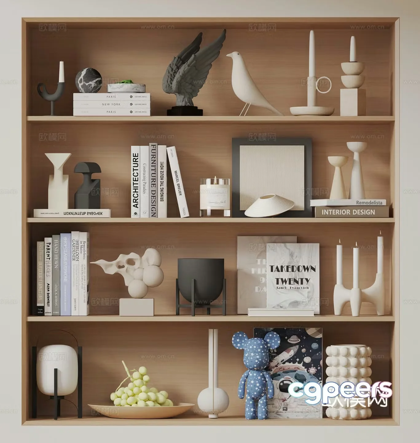 Modern jewelry books vases ceramic 3D models