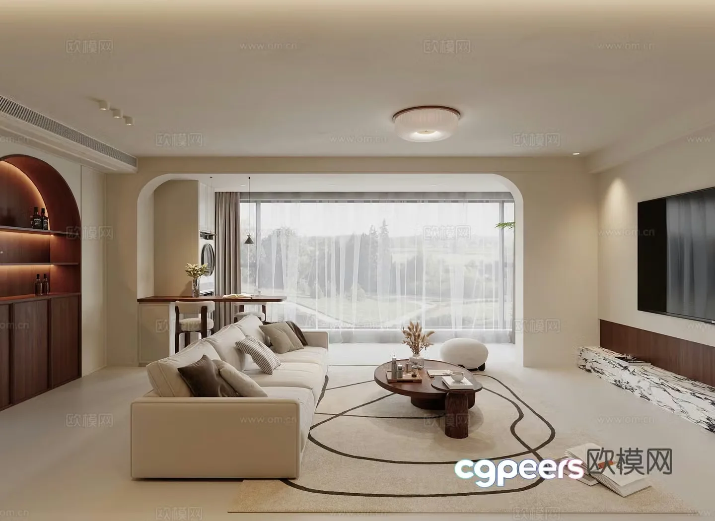 Middle style living room study 3D model