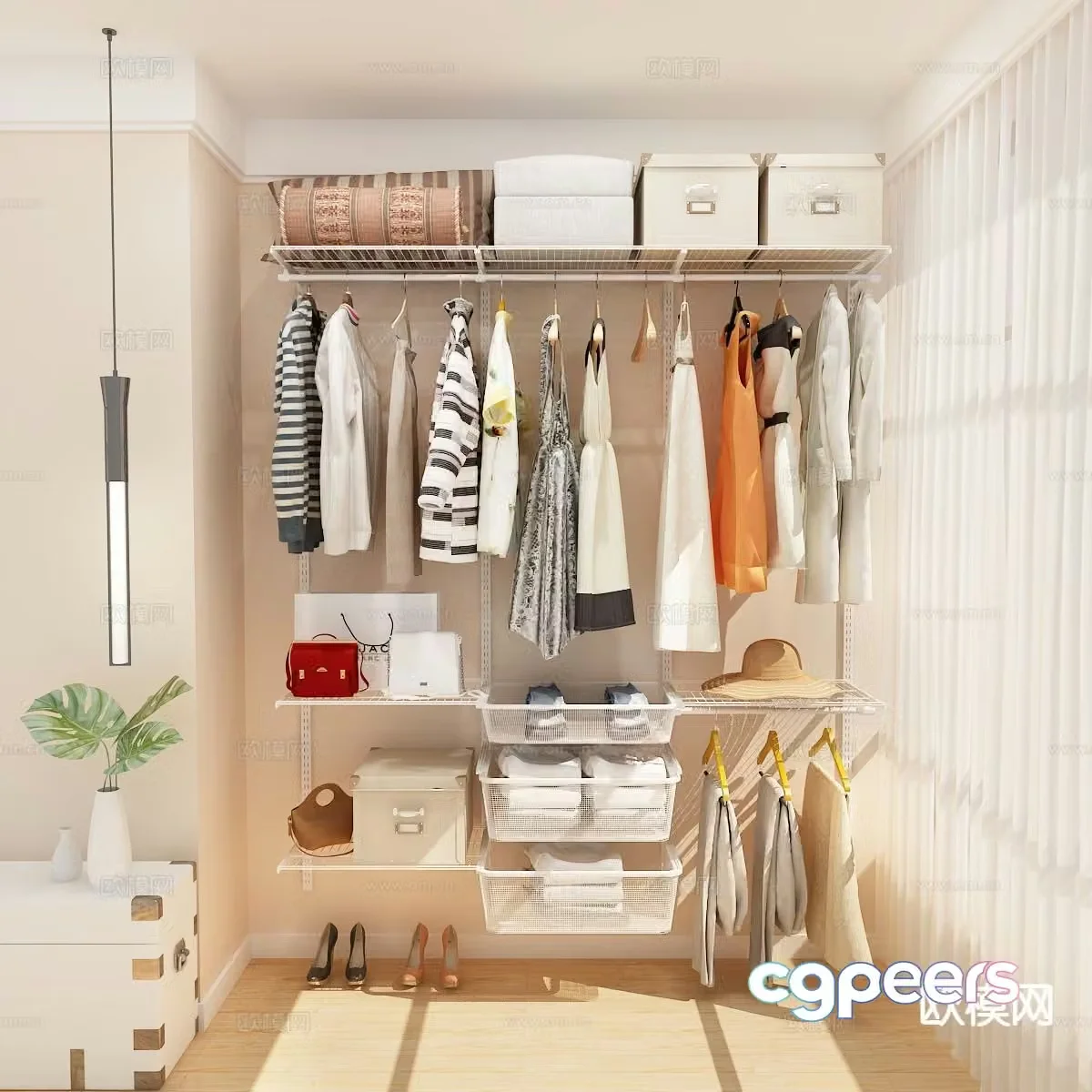 Modern walk-in closet 3d model