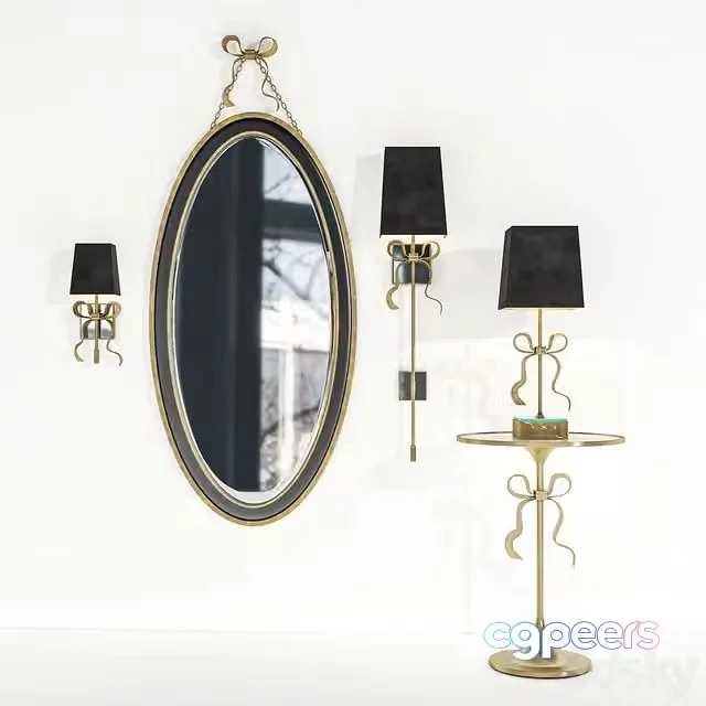 3ds Max Free – Ellery Gros-Grain set of sconces, mirror and table