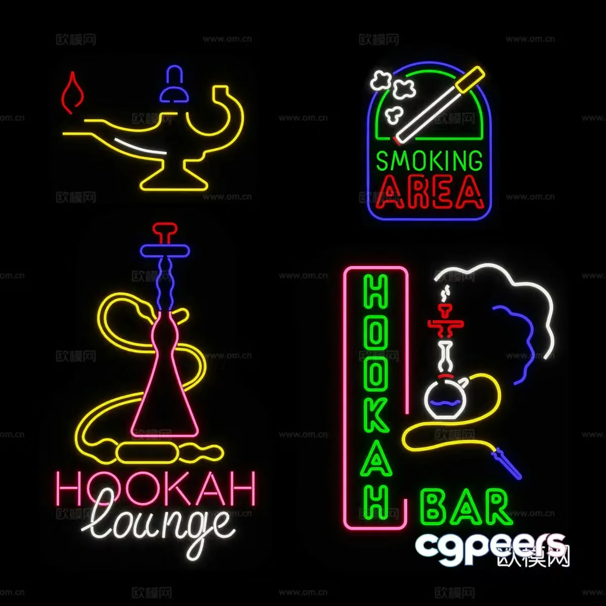 Modern neon sign 3d model