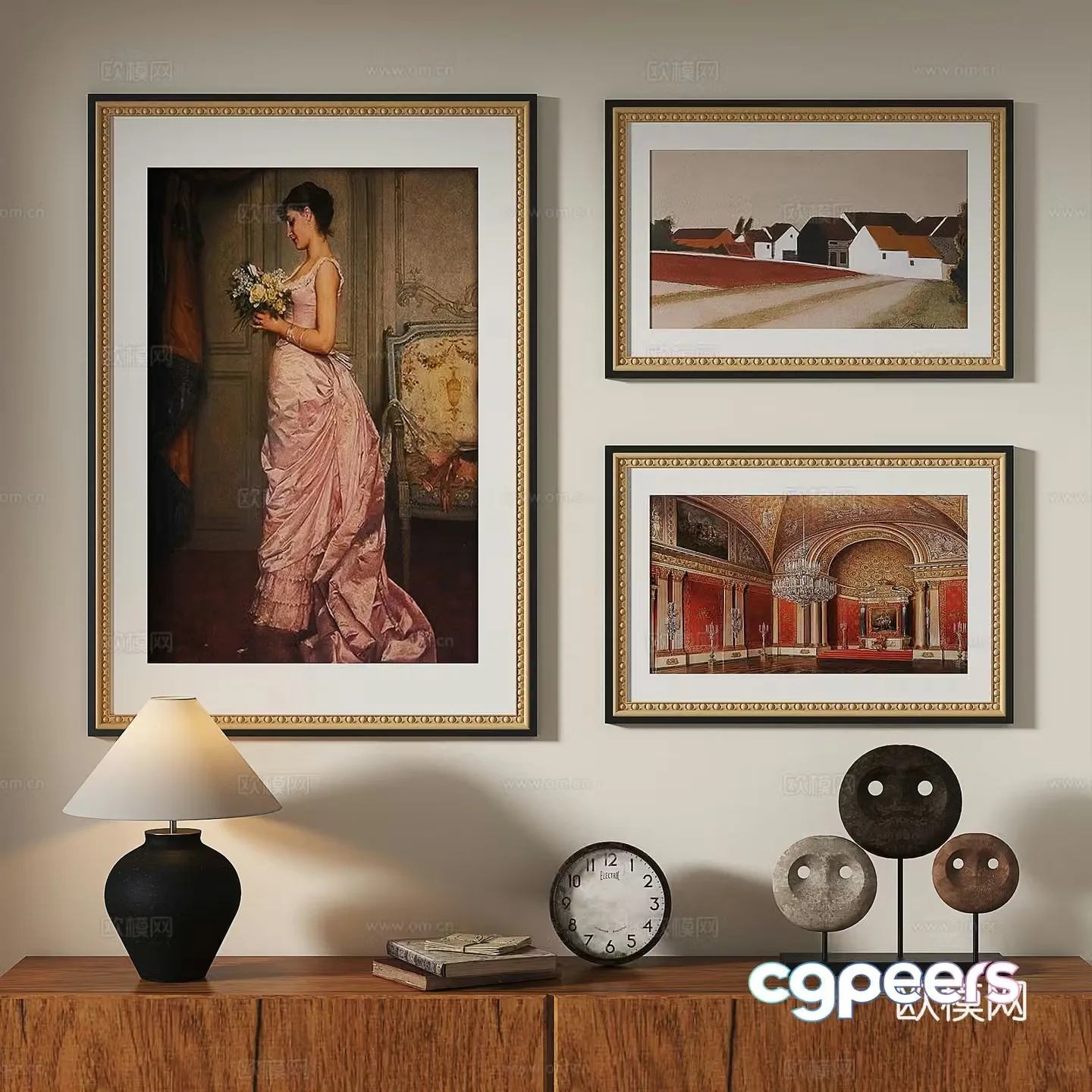 French retro European classical medieval decorative painting 3d model