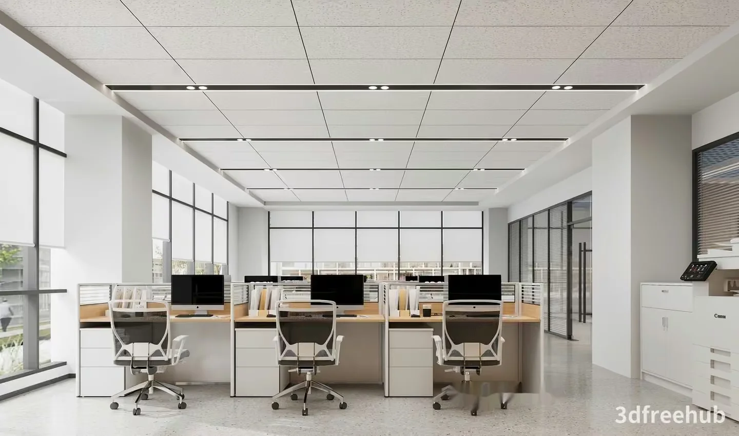Modern Office Space 3D Model – 21916 – VRAY Render