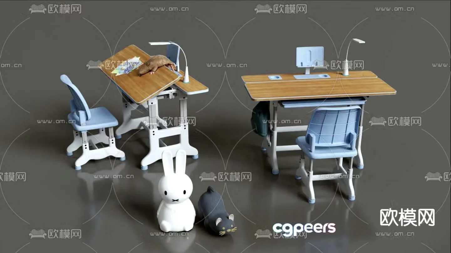 Children’s desk study table lift table 3d model