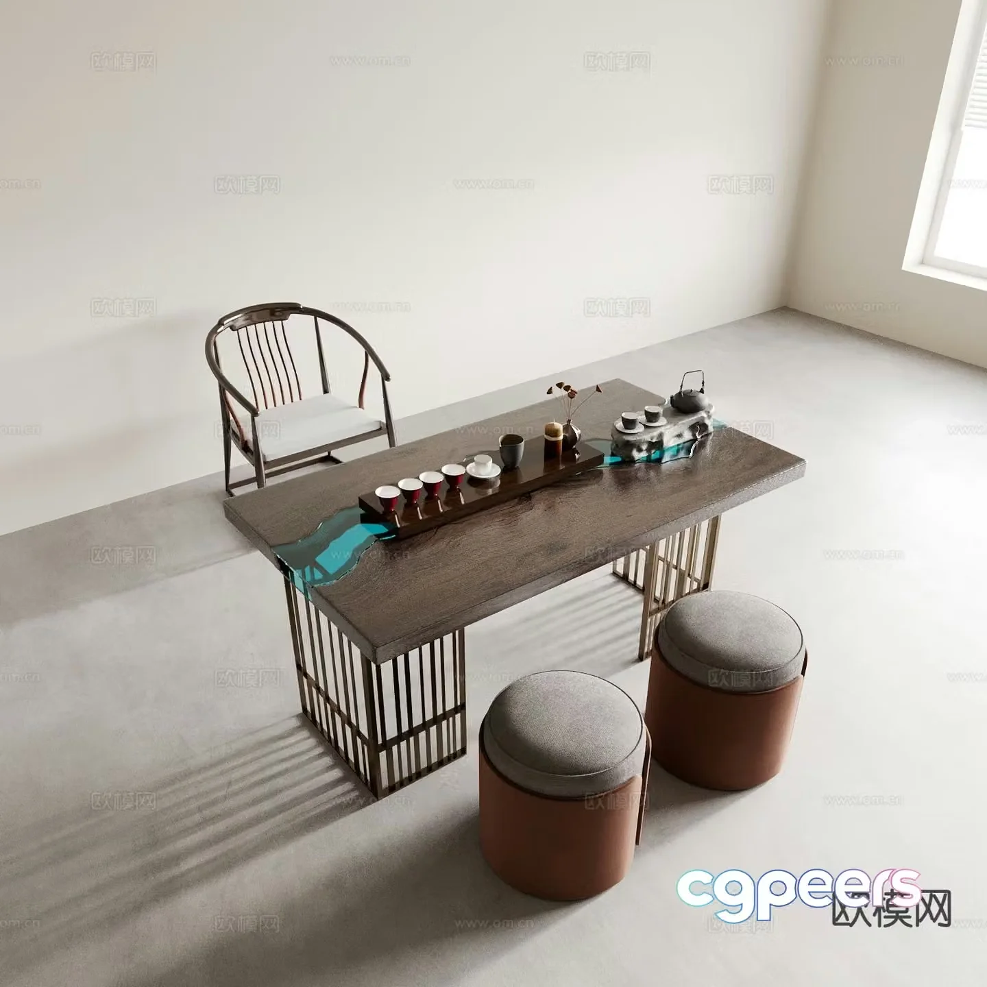 New Chinese style tea table tea table 3d model