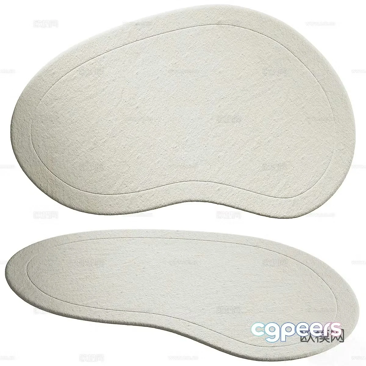 Special shape carpet White carpet 3d model