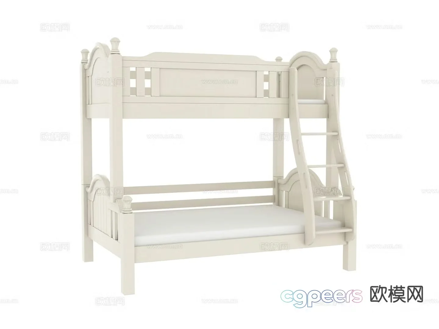 French children’s bed bunk bed 3d model