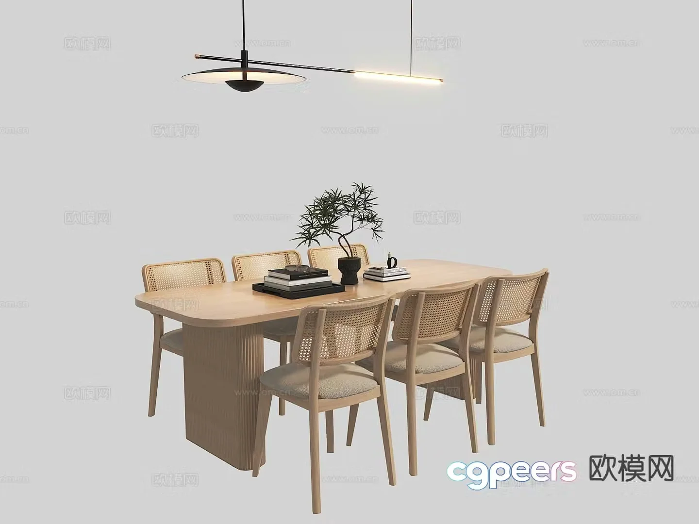 Modern dining table and chairs bar dining table 3d model
