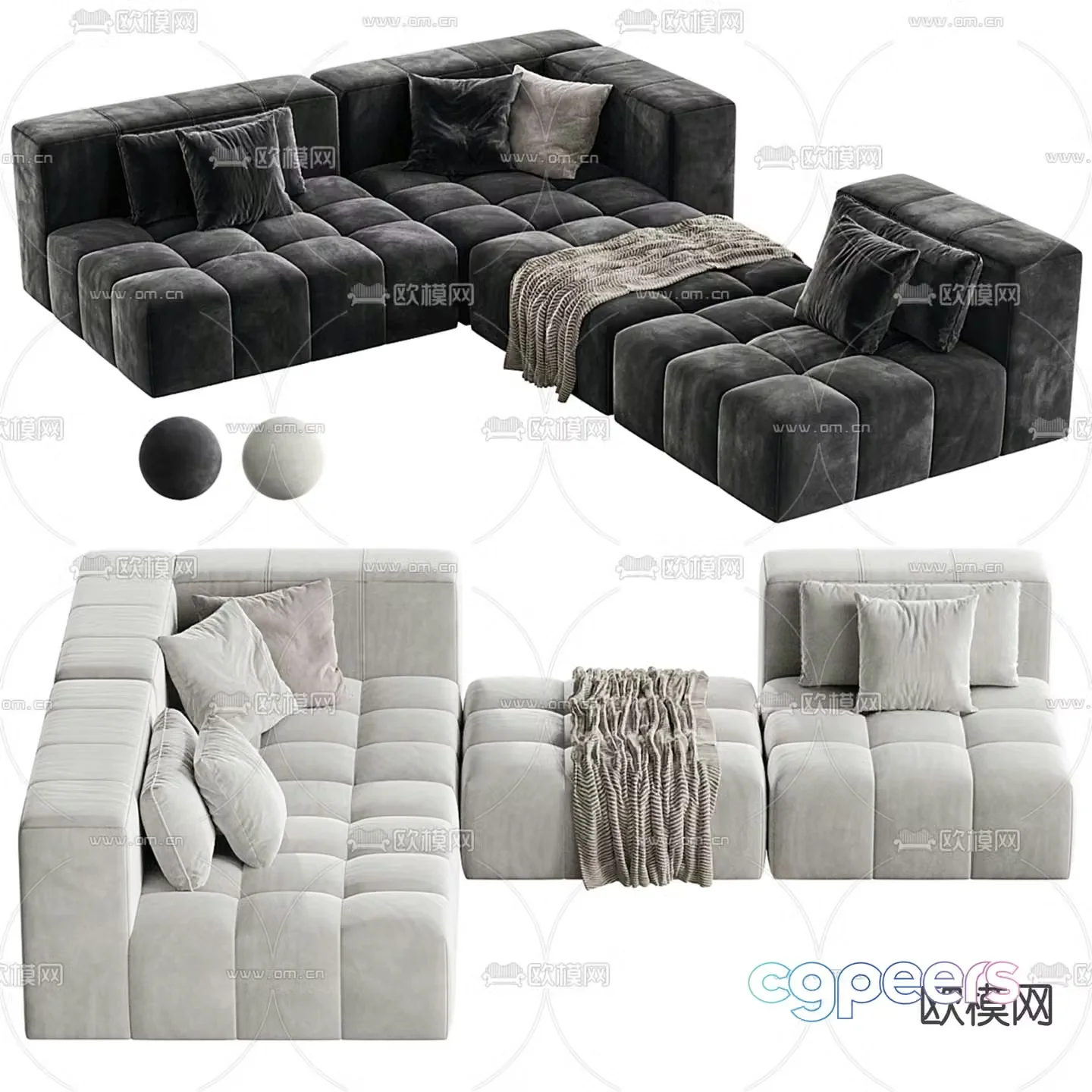 multi-person sofa corner sofa 3d model