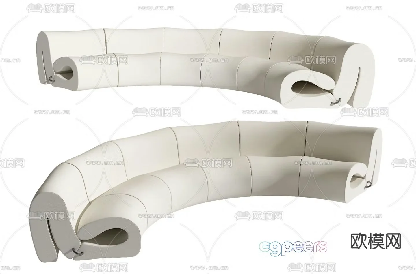 Curved sofa multi-person sofa 3d model