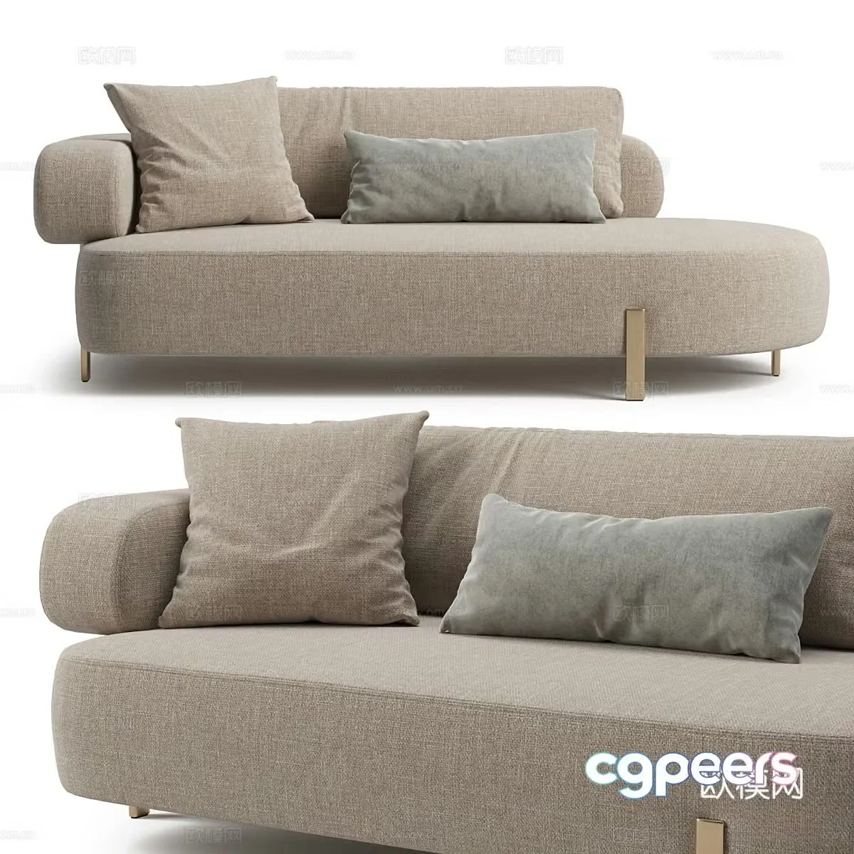 Modern fabric sofa leisure sofa 3d model