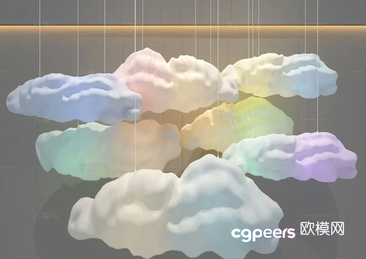 Cloud chandelier decorative lamp 3d model