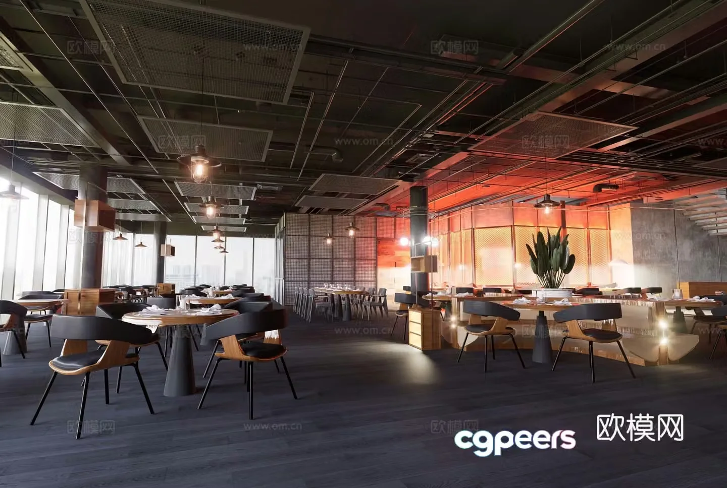 Industrial style cafe 3d model