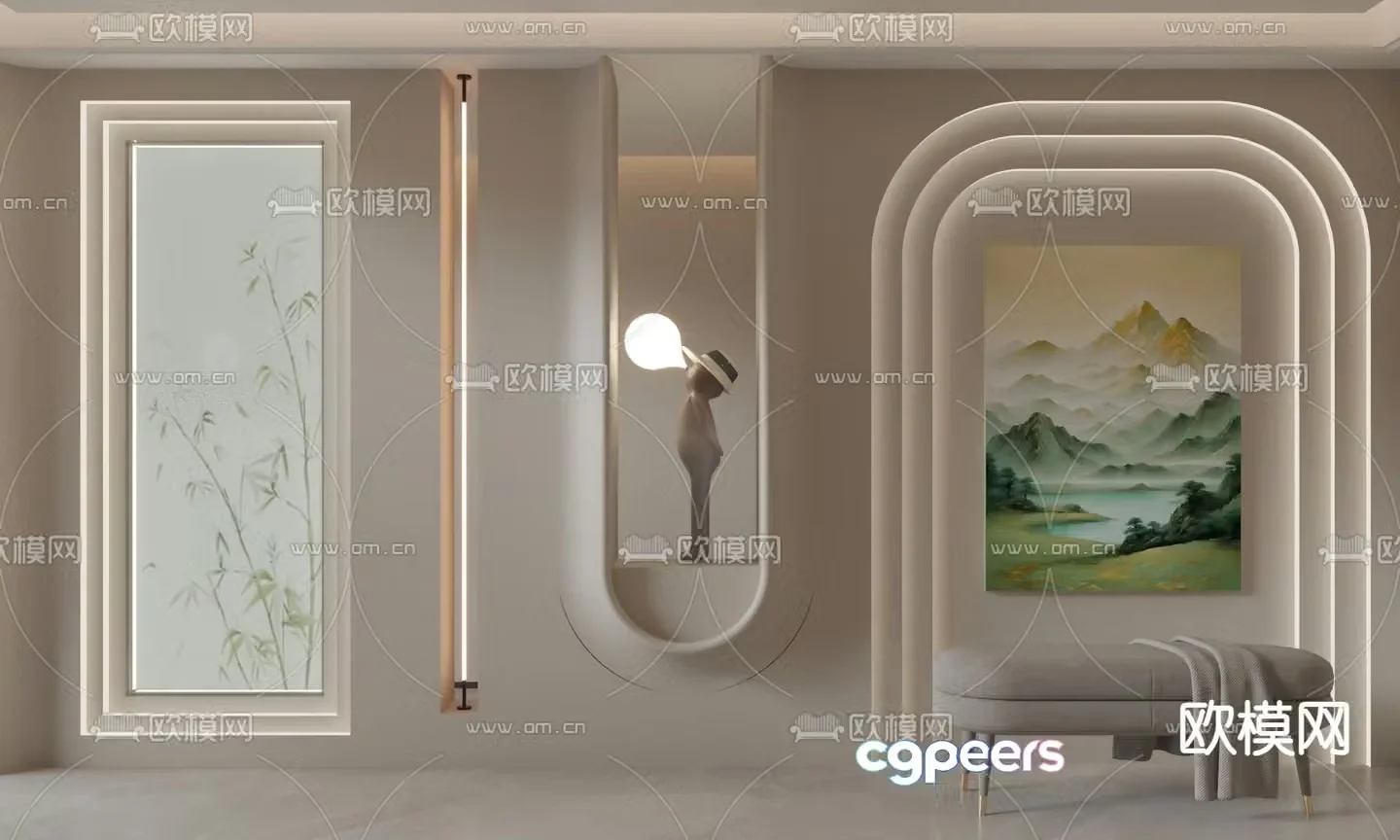Modern background wall 3d model