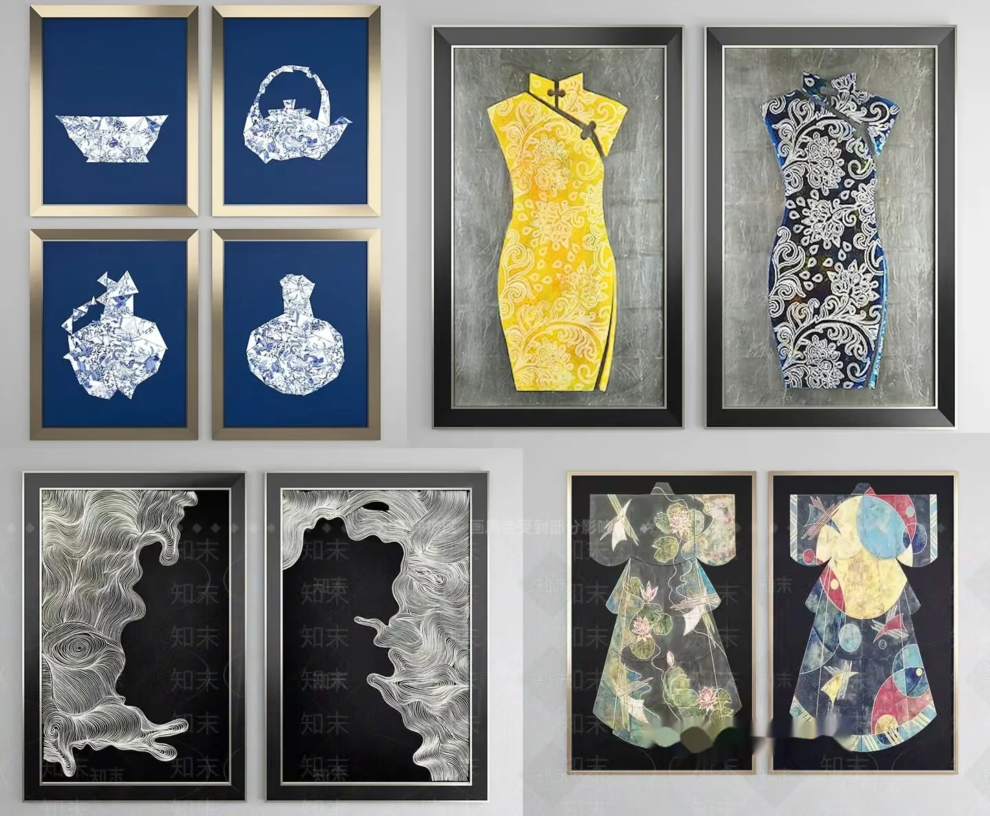 A Collection Of Framed Artwork 3D Model – 15386 – VRAY Render