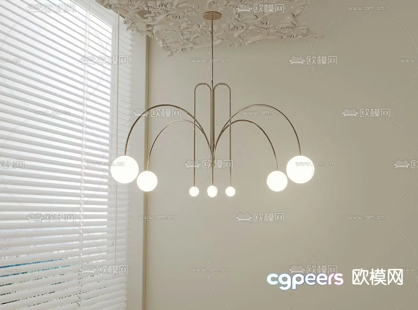 French chandelier cream style chandelier 3d model