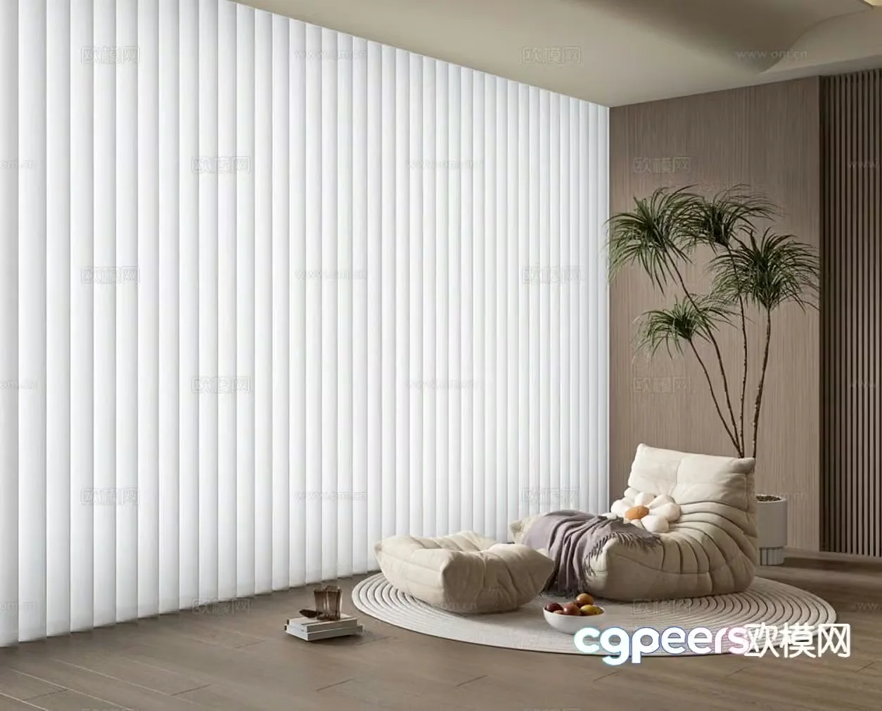 Cream style lazy sofa 3d model
