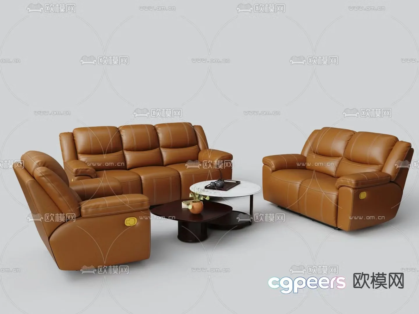 Office sofa leather sofa 3d model