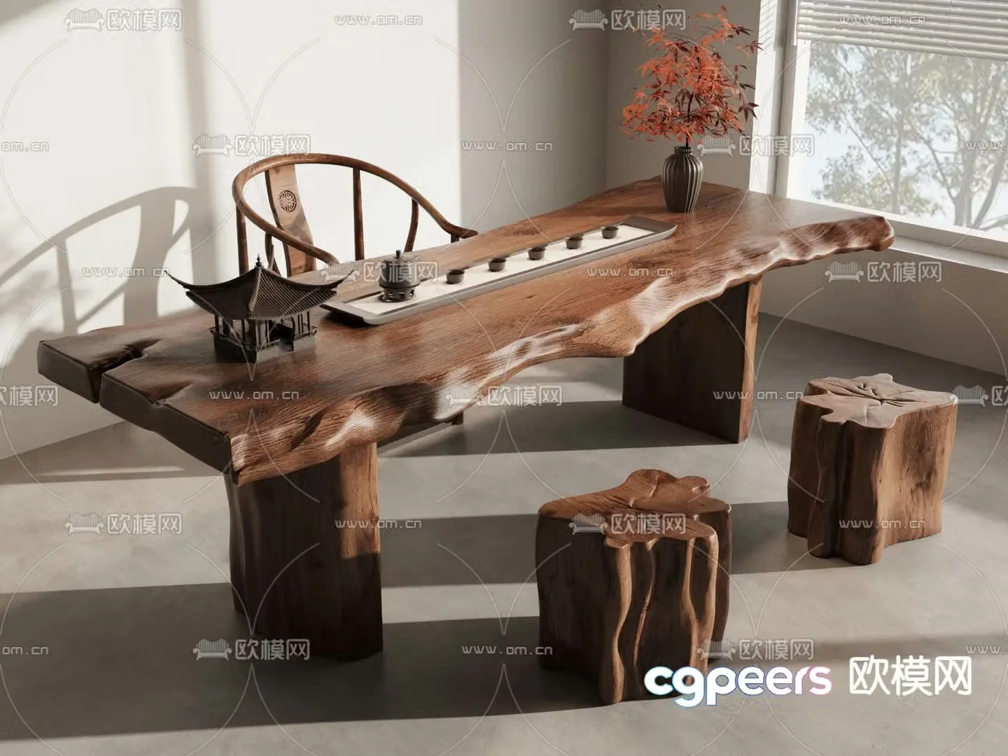 New Chinese style tea table tea table 3d model