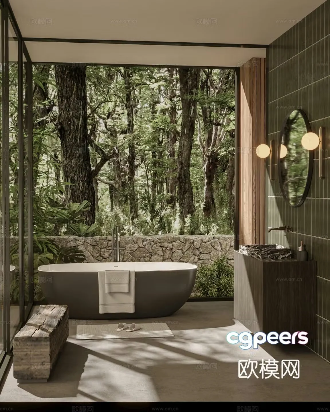3D model of forest art ancient bathroom bathroom