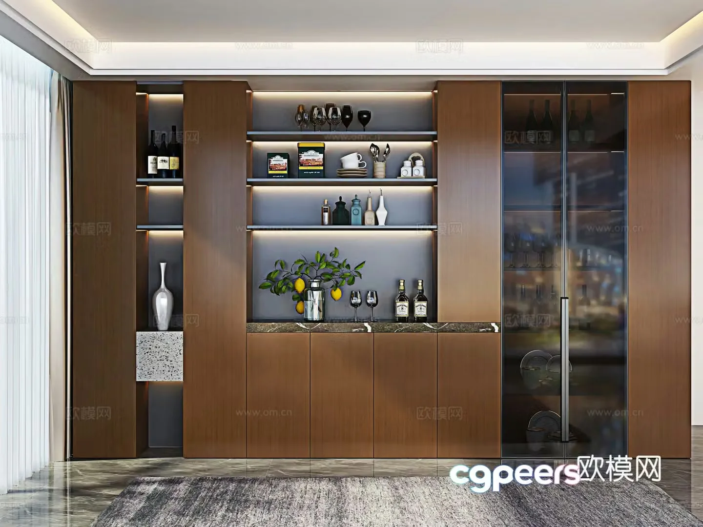 Italian sideboard wine cabinet 3d model