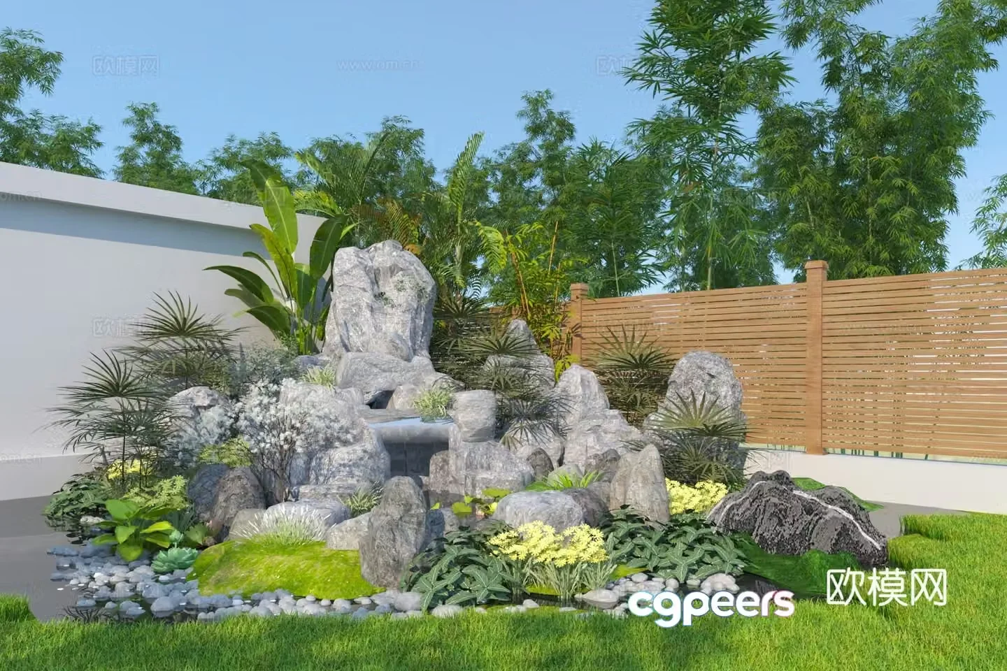 Modern rockery stone 3d model