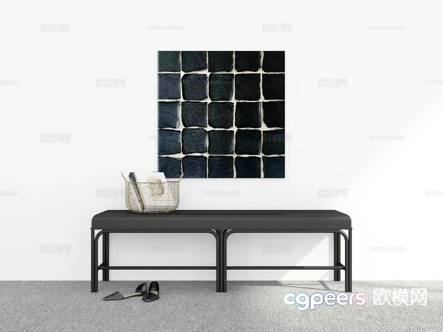 Modern stool bench shoe changing stool 3d model