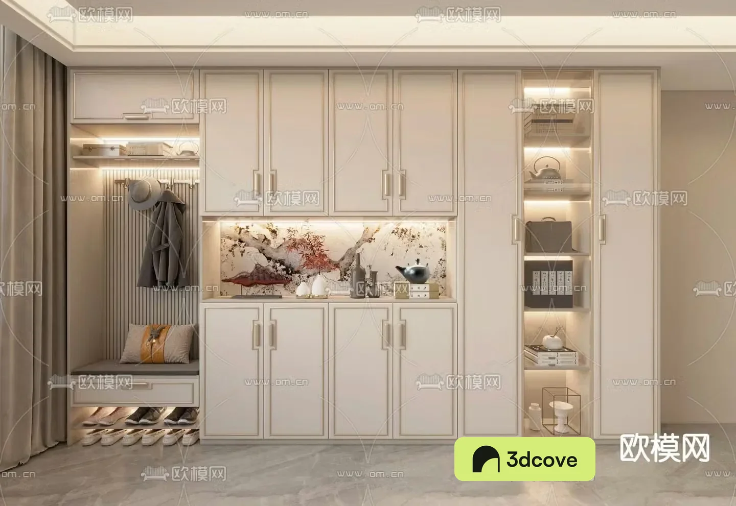 New Chinese style shoe cabinet Entrance shoe cabinet
