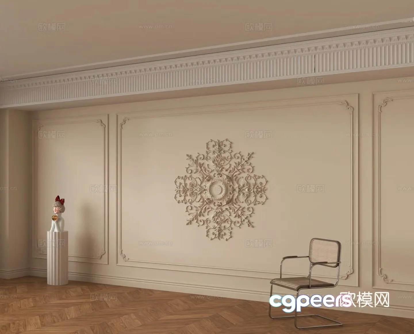 Gypsum Lines Background Wall 3D Model