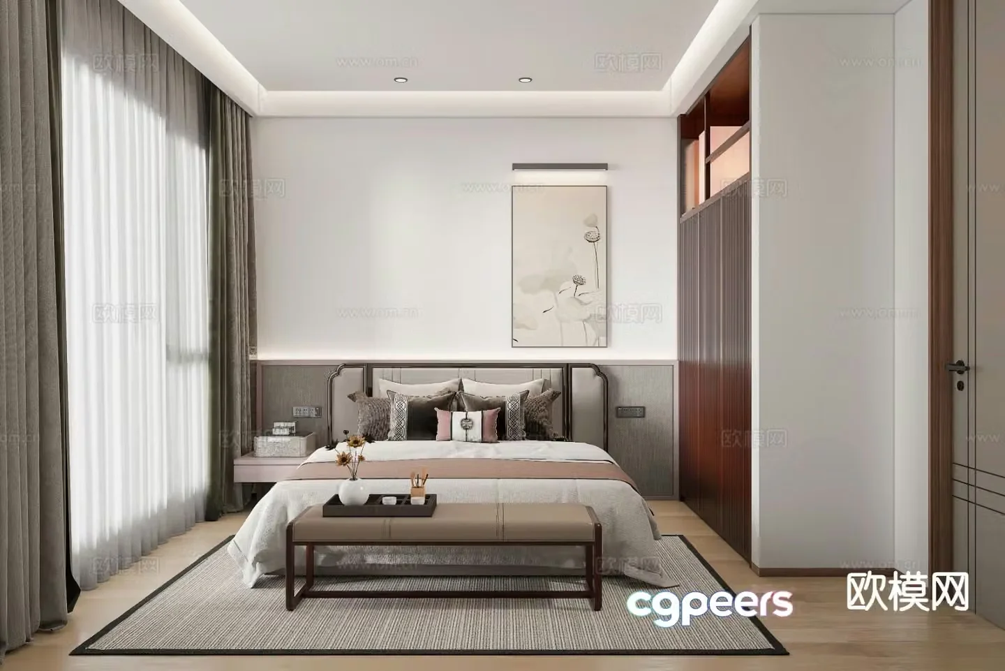 New Chinese style bedroom master bedroom 3d model