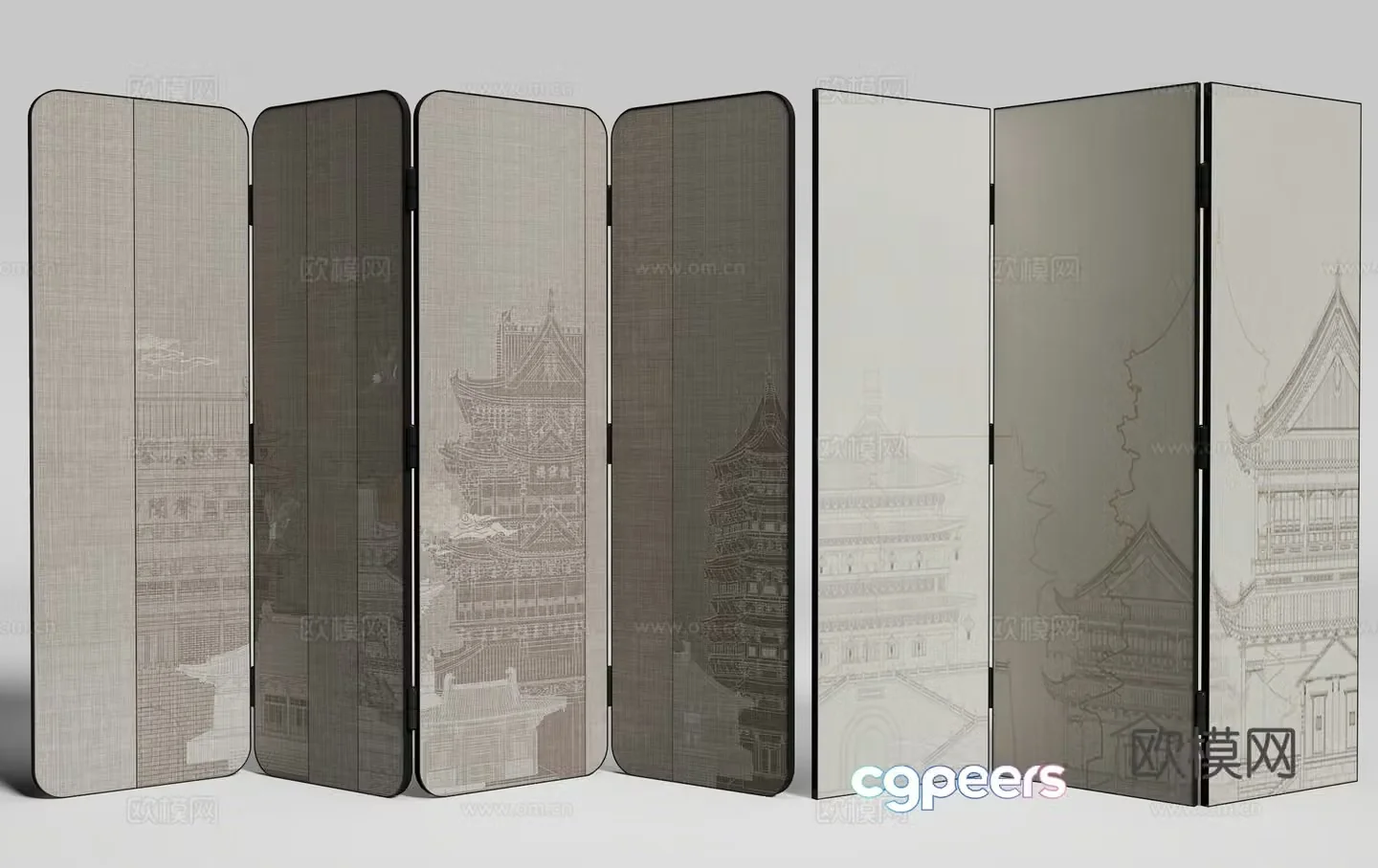 New Chinese screen 3D model
