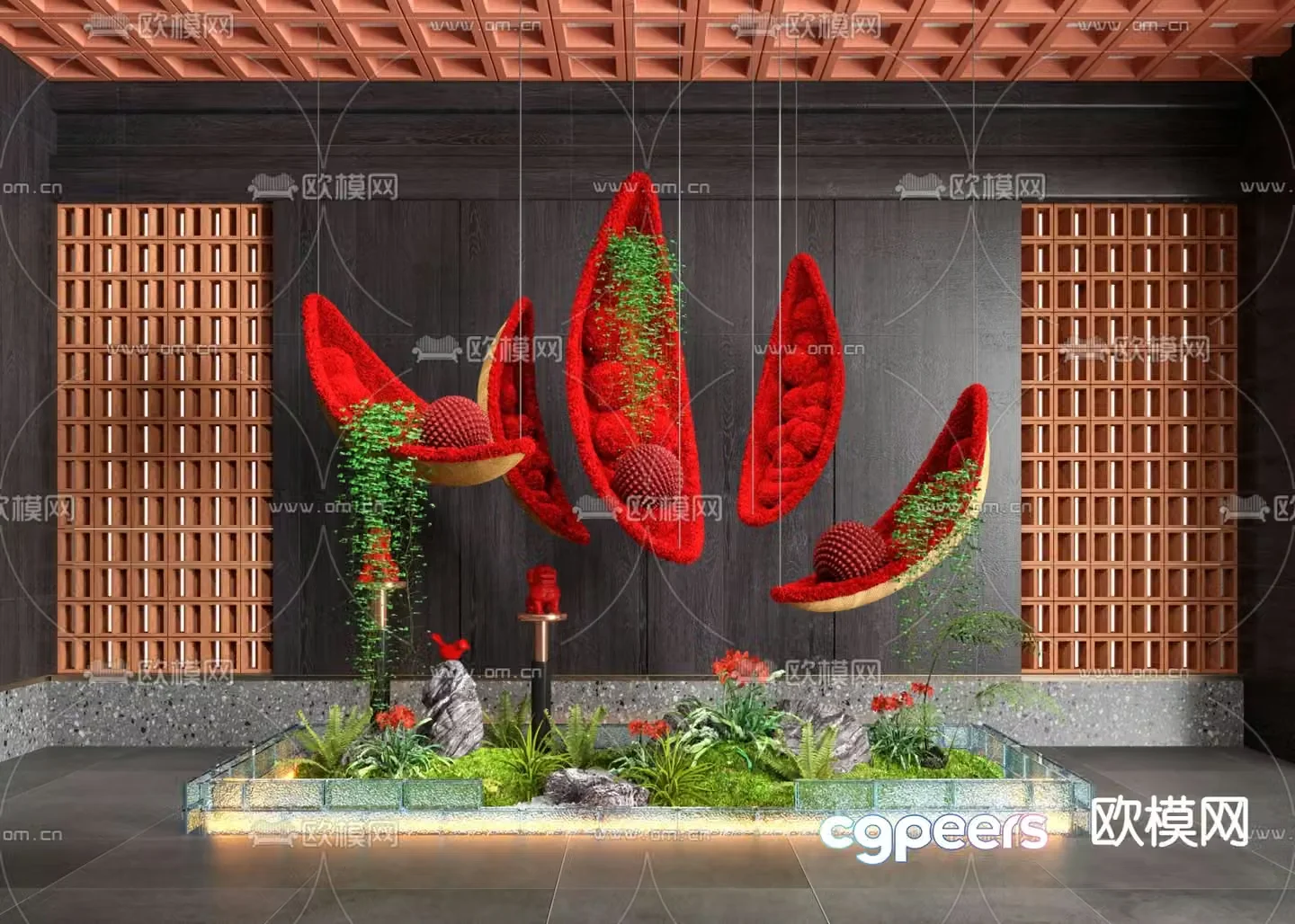 Modern interior landscape interior landscaping 3d model