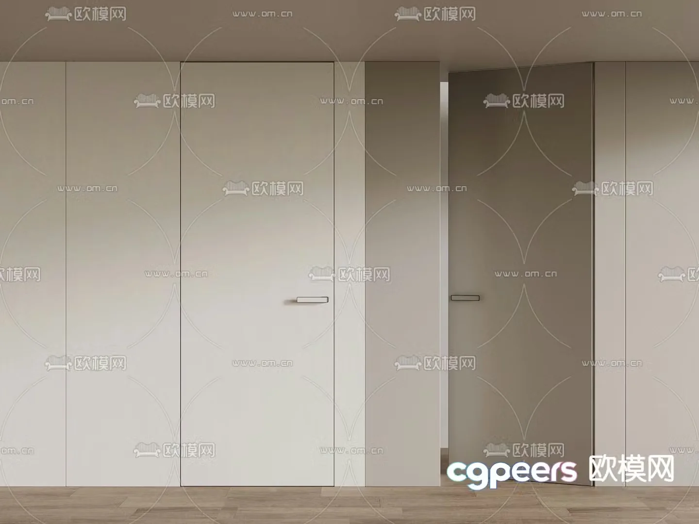 Modern invisible door single-open door 3D model