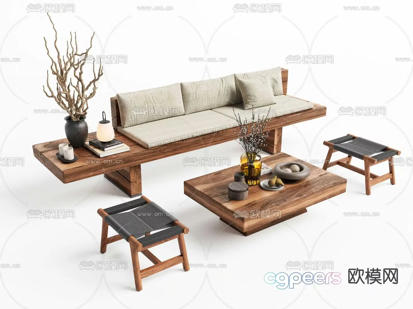 Medieval style modular sofa 3D model