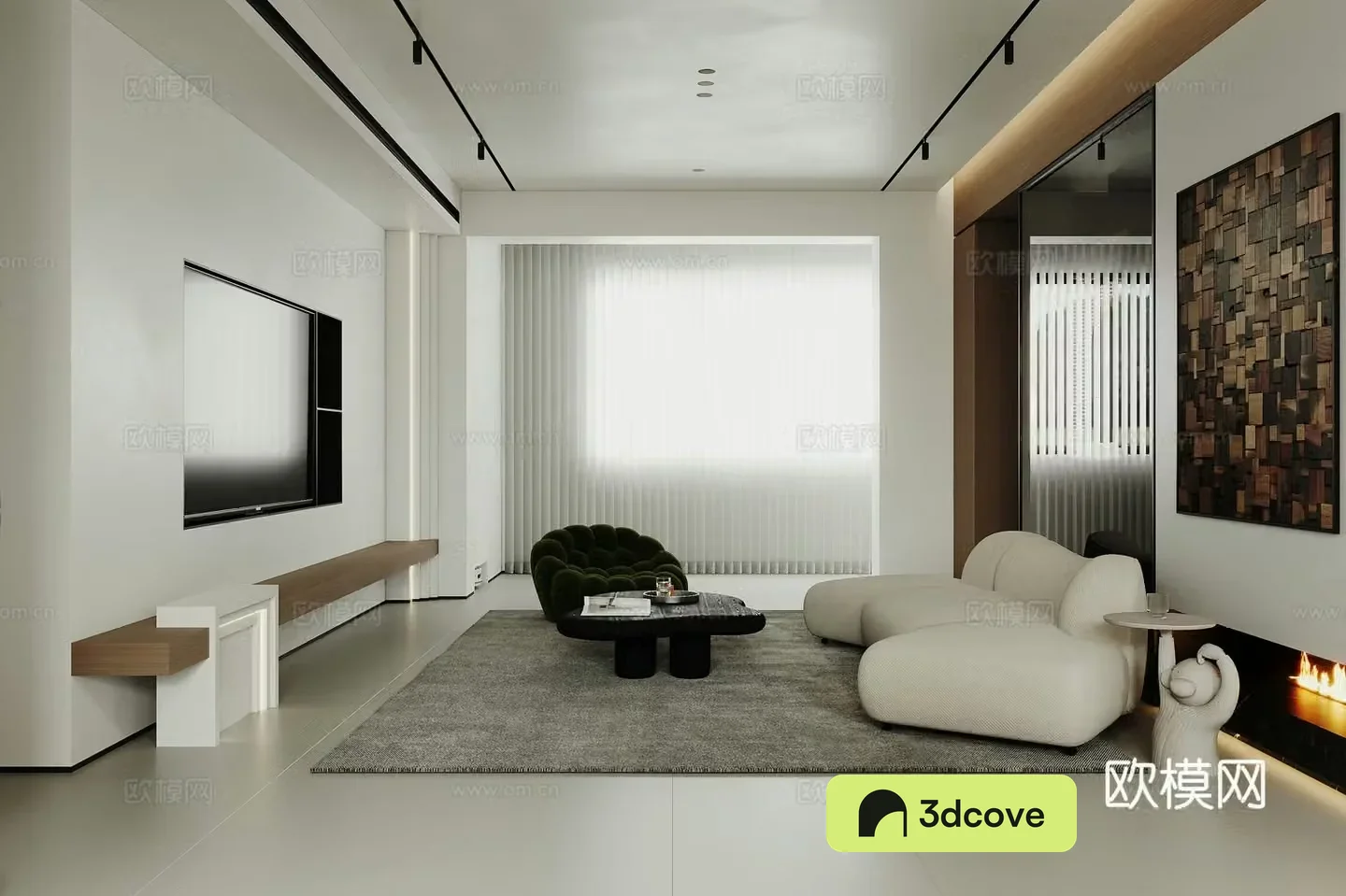 Modern simple home living room without owner lights sofa and coffee table combination Zhongdao Island dining table