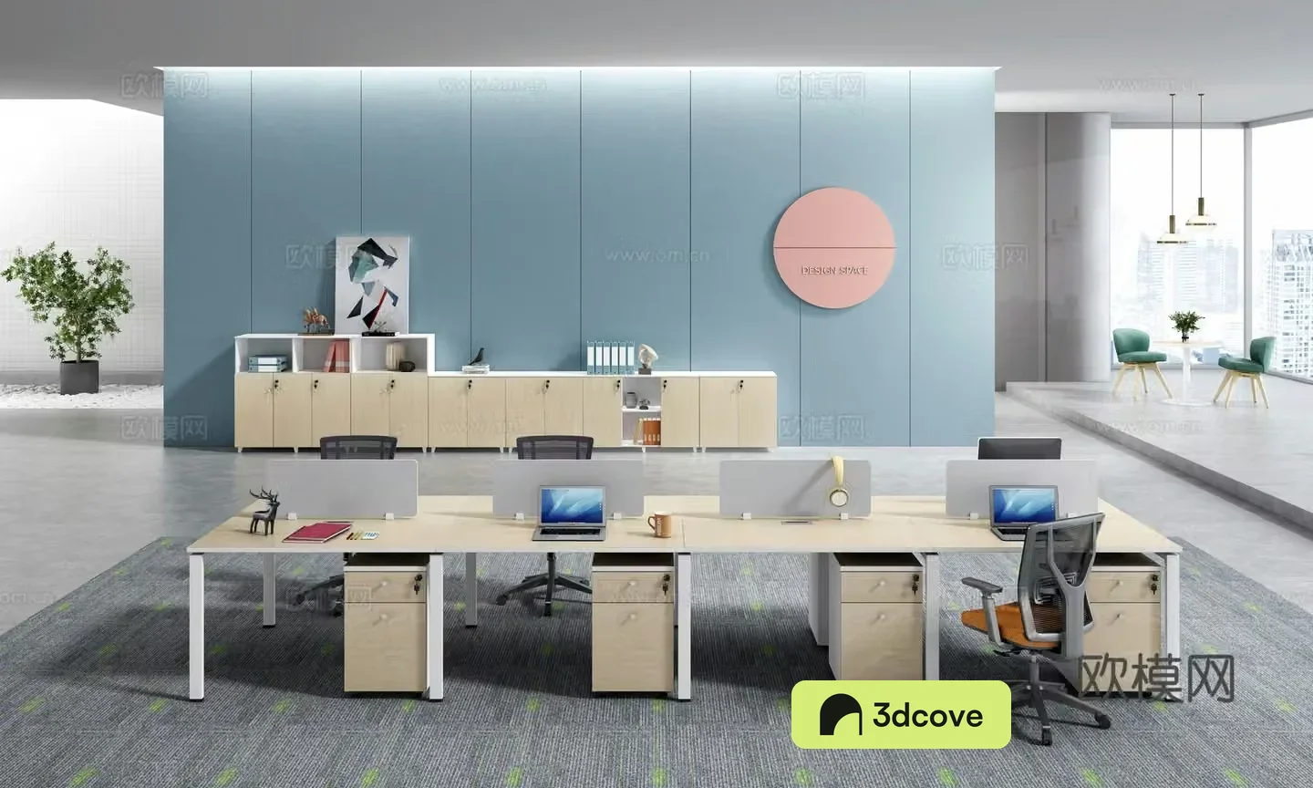 Working equipment office space office area staff desk and chair