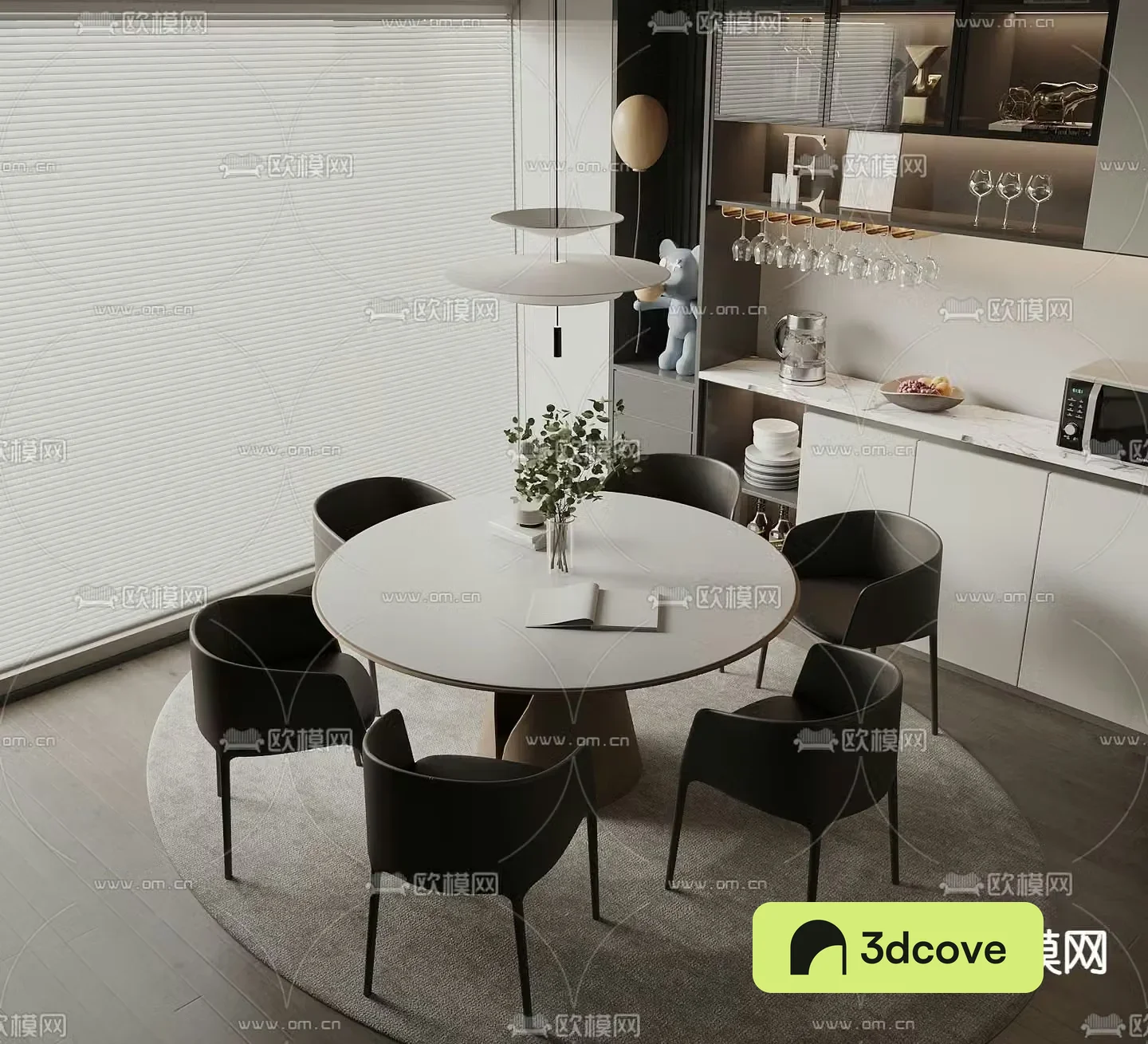 Modern dining table and chairs round dining table