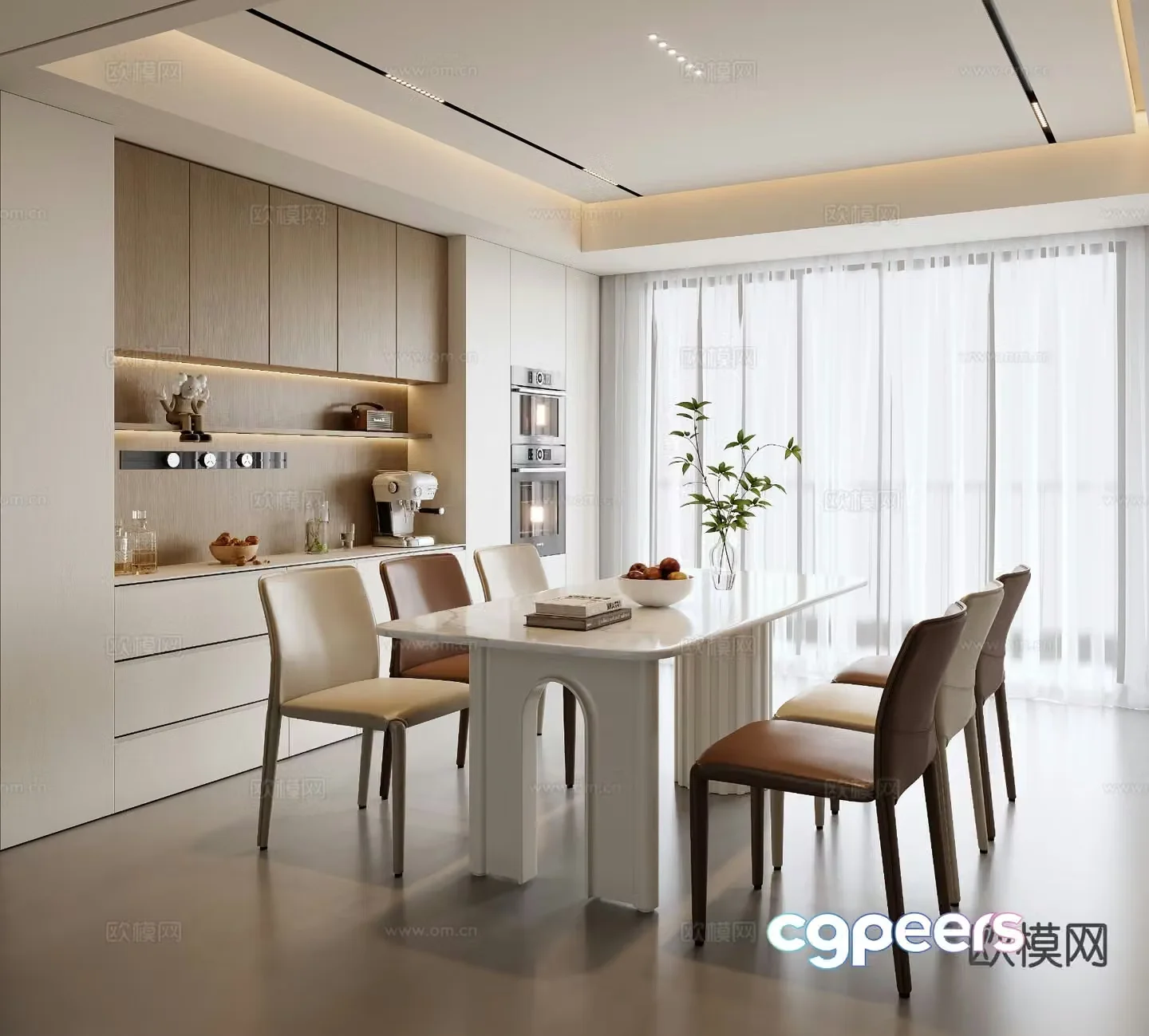 Cream style restaurant 3d model