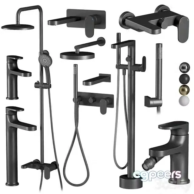 3ds Max Free – Faucets and showers Boheme Specter set