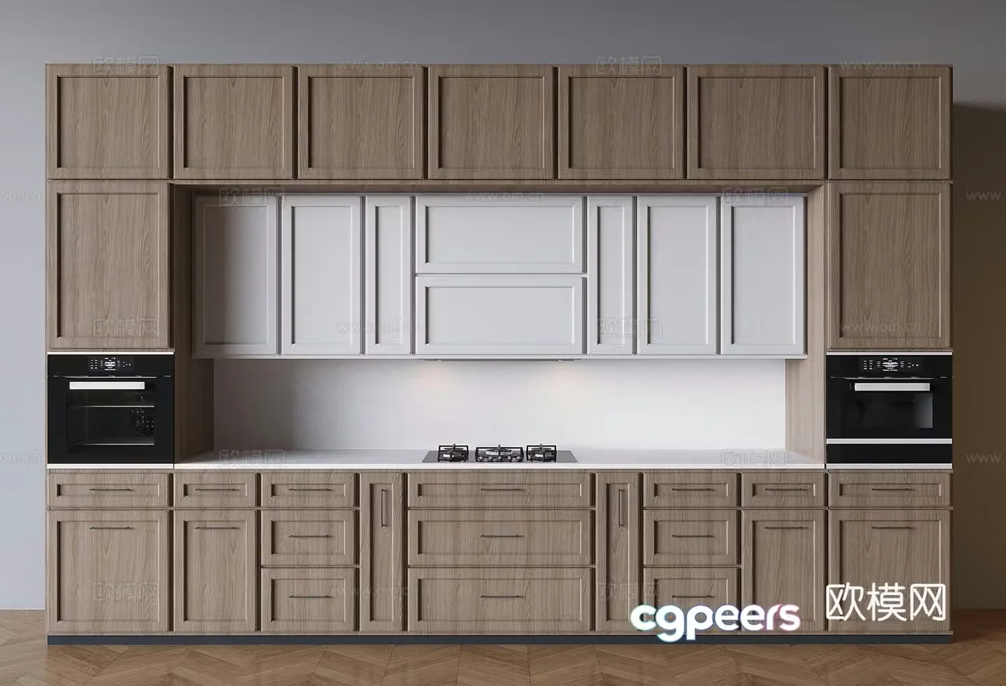 Chinese style kitchen cabinet wall cabinet 3d model