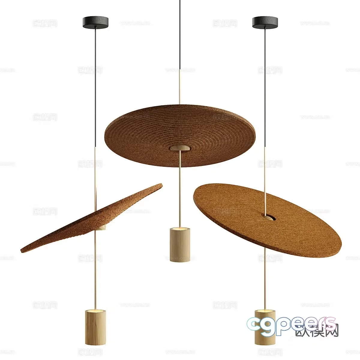 New Chinese style light luxury rattan decorative chandeliers 3D model