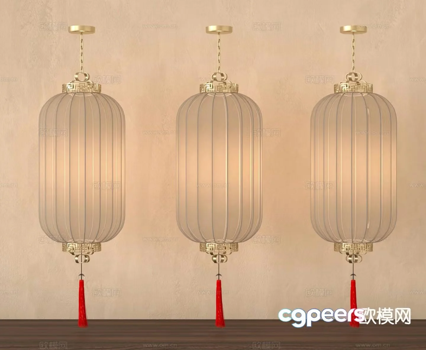 New Chinese style chandelier lantern chandelier 3d model