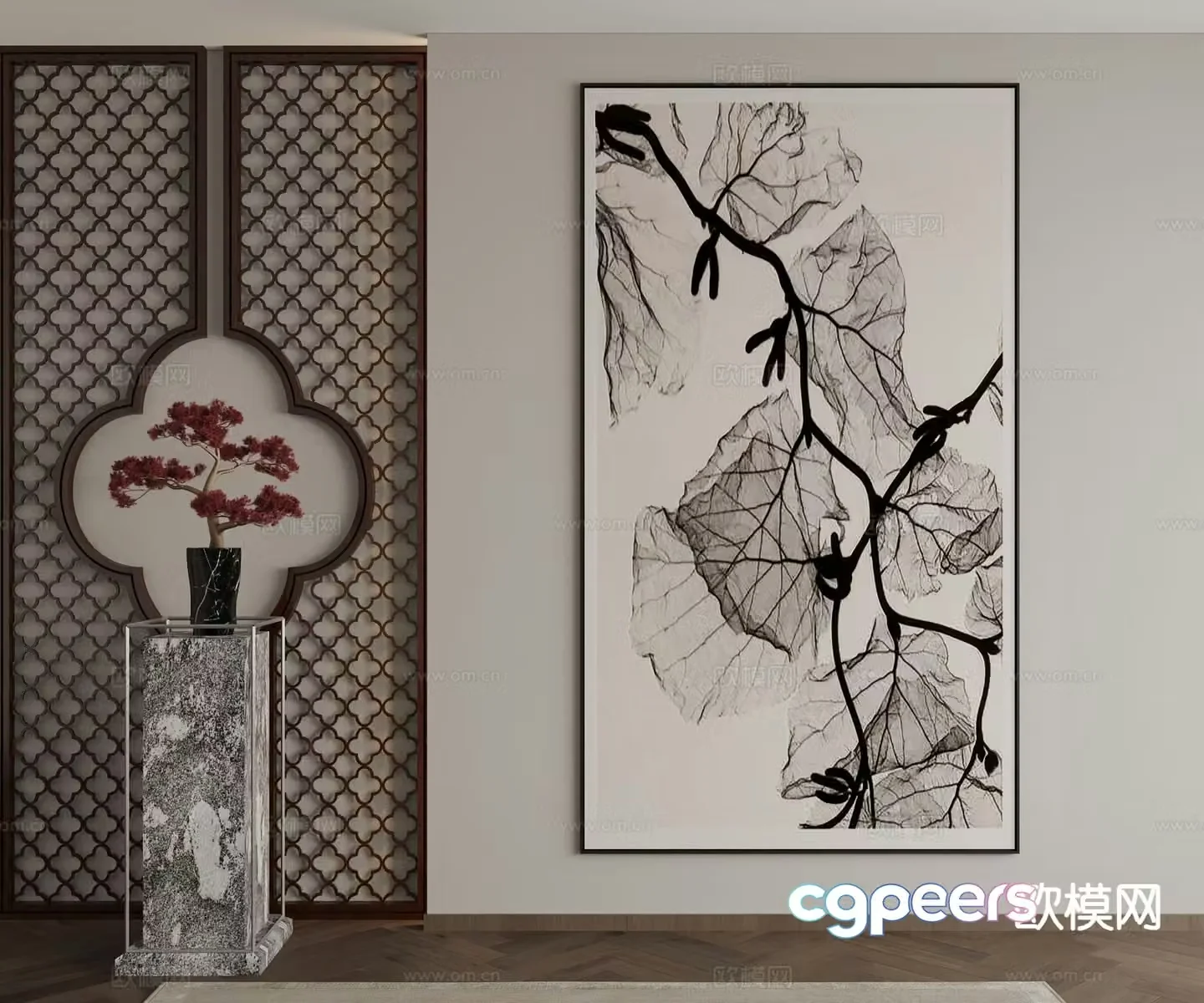 New Chinese style decorative painting art painting hanging painting 3d model