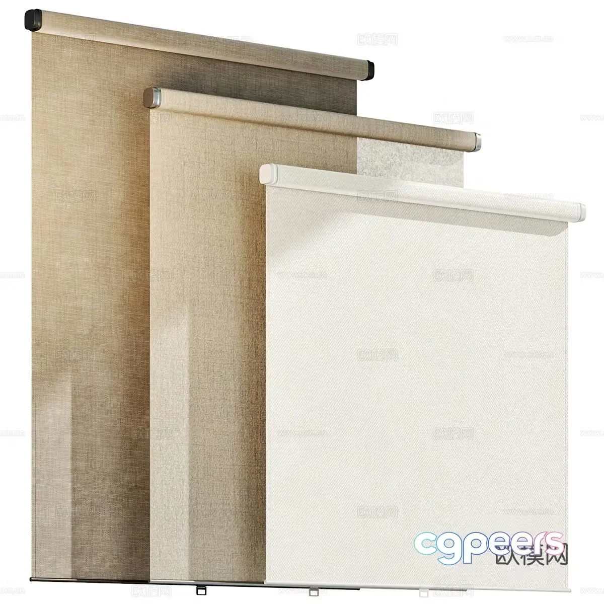 Modern minimalist fabric roller blind 3D model