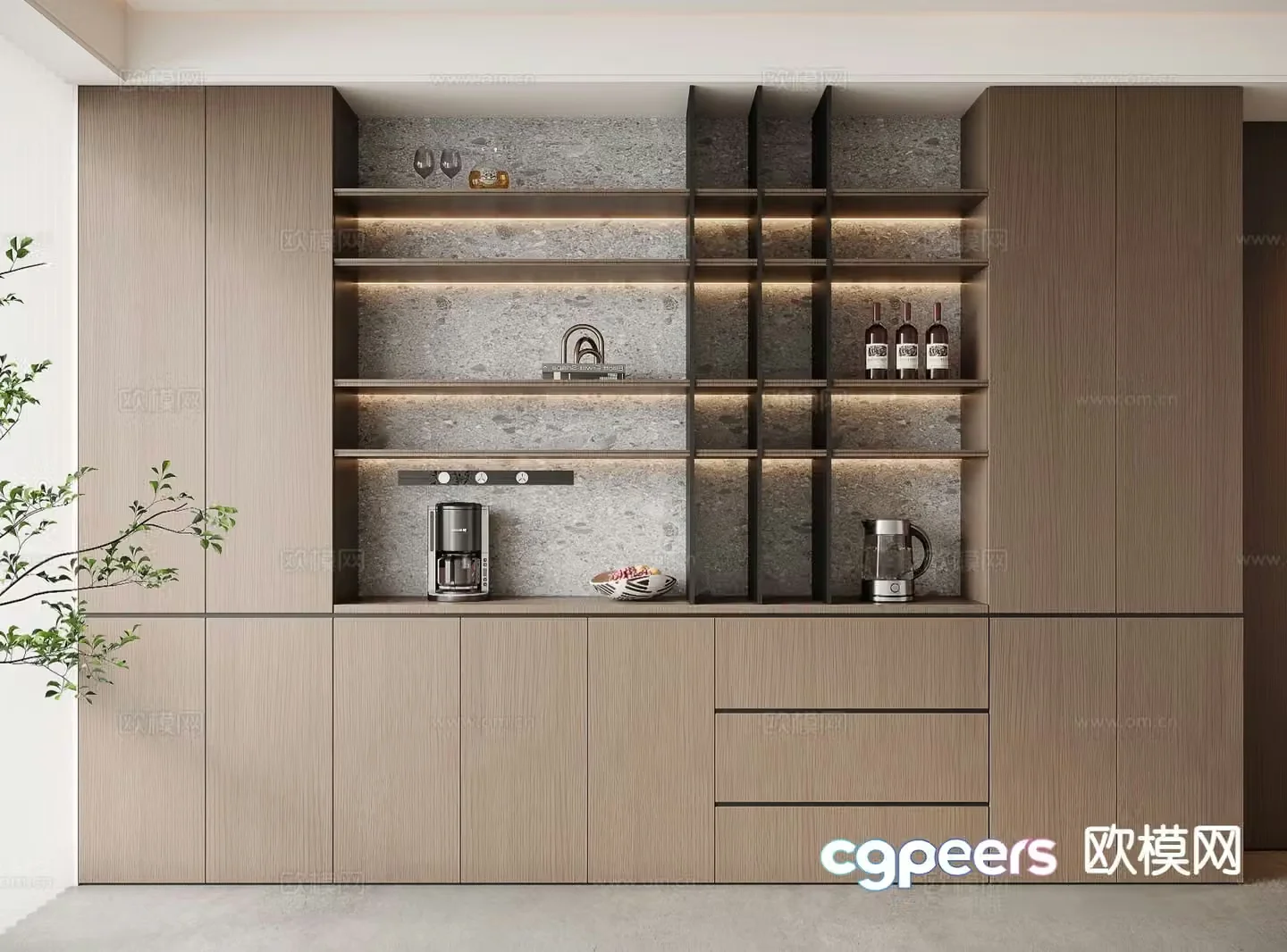Italian sideboard wine cabinet 3d model