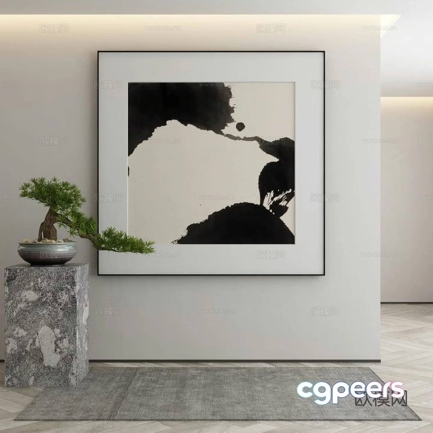 Modern texture painting decorative painting 3d model