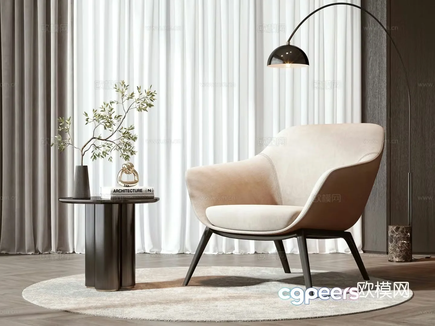 Simple European leisure chair 3d model