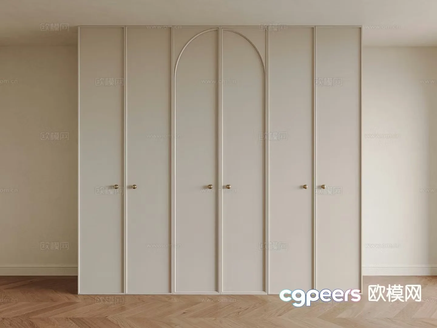 Cream style wardrobe 3d model